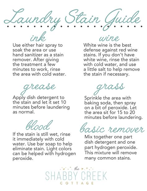 Stain Removal Chart And Simple Laundry Organizing Ideas