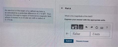 Solved An electron in the beam of a cathod-ray tube is | Chegg.com