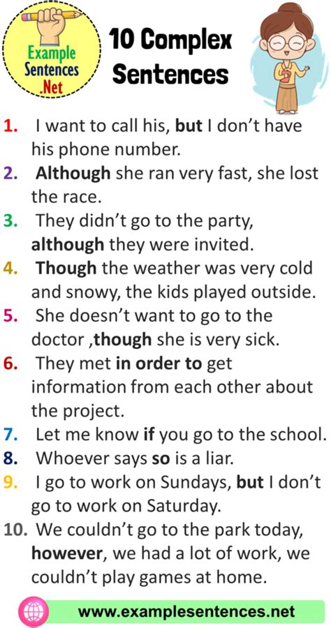 10 Examples Of Complex Sentence Complex Sentences Examples Example