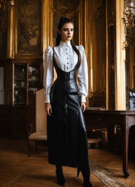 Lexica Stunning French Seductress Woman Fashion Model Brunette Straight High Ponytail Black