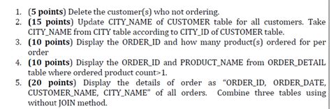Solved Question 1: Given the ORDER, ORDER_DETAIL, CUSTOMER, | Chegg.com