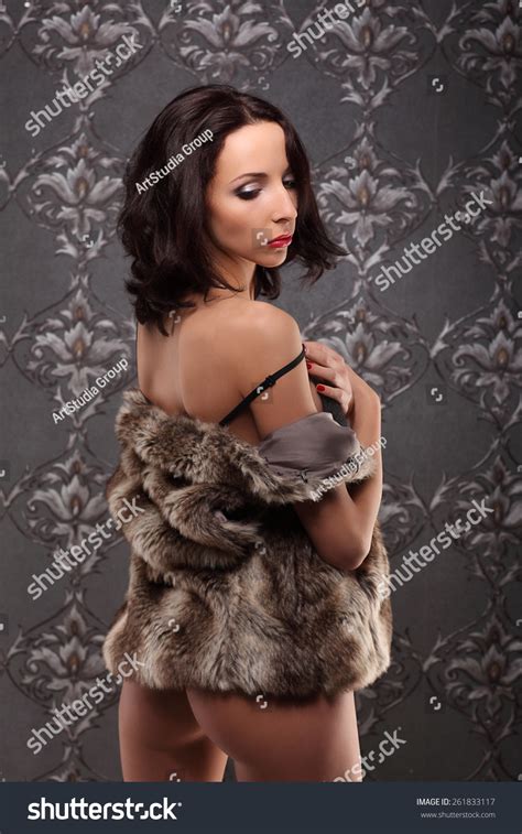 Sexy Brunette Woman Black Lingerie Posing Stock Photo 261833117 Shutterstock