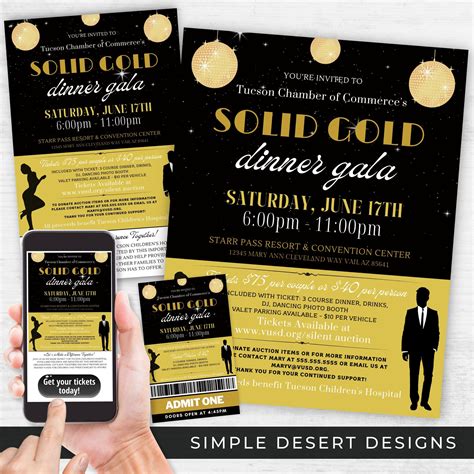 Gold Charity Gala Event Flyer Bundle – Simple Desert Designs
