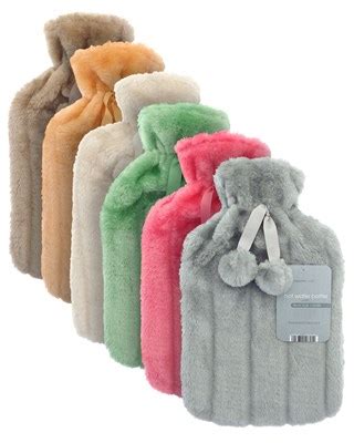 Hot Water Bottles With Luxury Faux Fur Cover Assorted Coloursb O Bargain Wholesalers