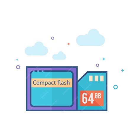 premium vector compact flash  sd card icon flat color style vector