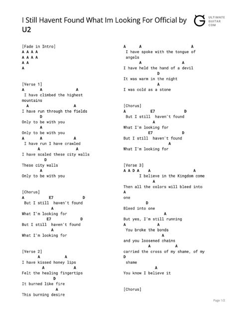 I Still Havent Found What Im Looking For Official | PDF