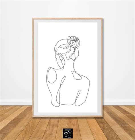 Naked Woman Body Line Drawing Art Print Lady Female Abstract Etsy