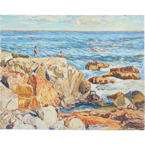 Edmond Jordan, Oil On Board Painting, Maine Coastal, Signed E Jordan