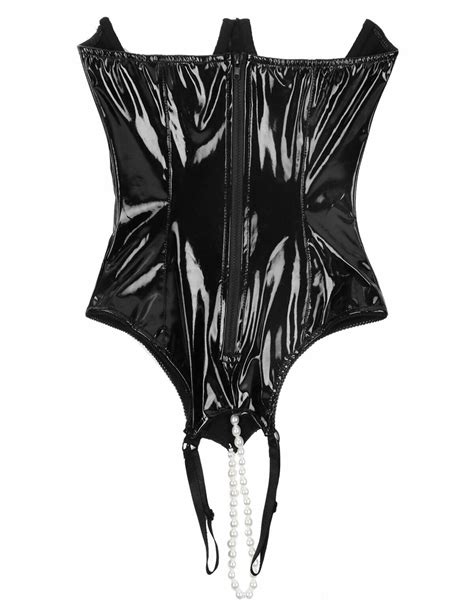 Sexy Women Wet Look Leather Open Breast Catsuit Clubwear Leotard Bodysuit Club Ebay