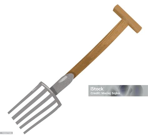 Cartoon Farm Tool Pitchfork Isolated Illustration Stock Illustration