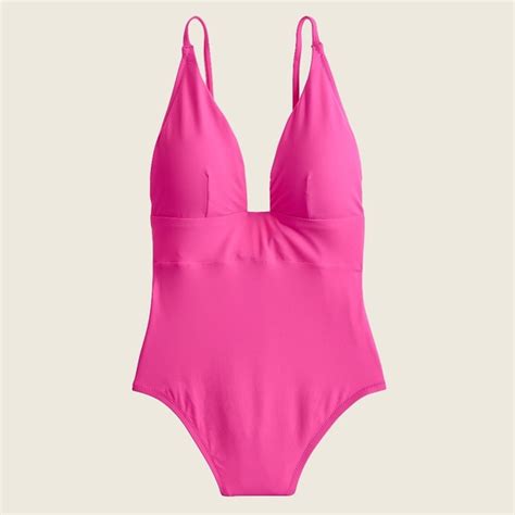 J Crew Swim J Crew Deep Vneck French Onepiece Swimsuit In Neon Flamingo Hot Pink Poshmark