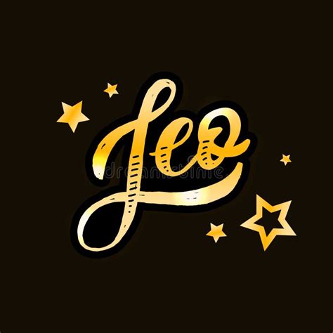 Leo Lettering Calligraphy Brush Text Horoscope Zodiac Sign Stock