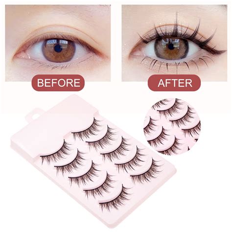 Mairbeon 5 Pairs Fake Eyelashes Non Irritating Stunning Visual Effect