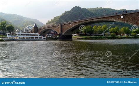 Skagerrak Bridge, Over Moselle River, View in Sunset Light, Cochem ...