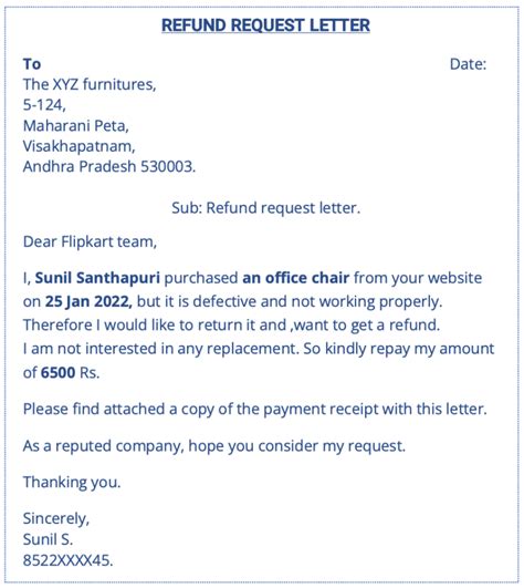 Sample Refund Request Letter Formats