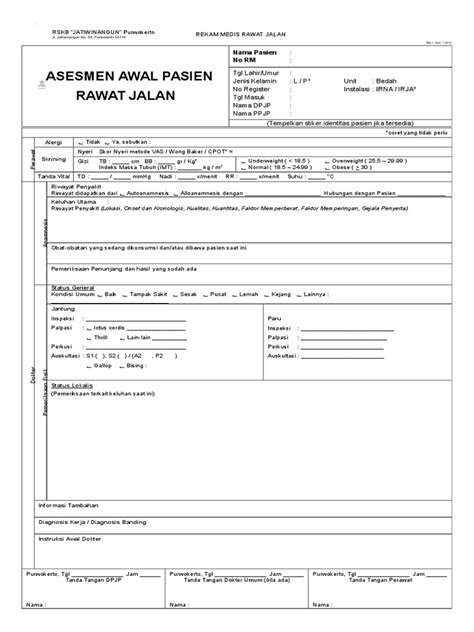 Contoh Formulir Rekam Medis Rawat Inap Homecare24