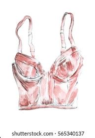 Nude Pastel Beige Lingerie Bra Watercolor Stock Illustration