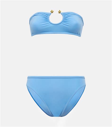 Knot Bandeau Bikini In Blue Bottega Veneta Mytheresa