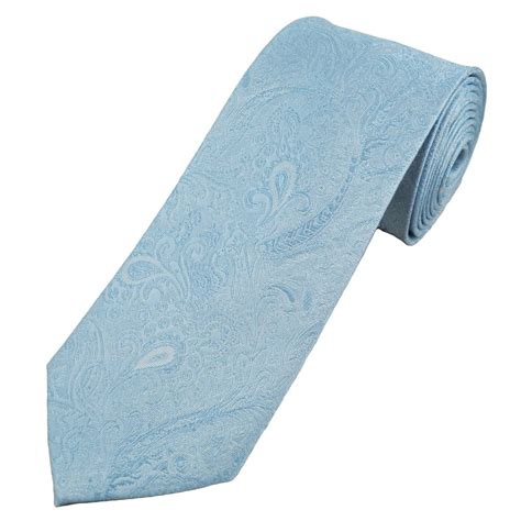 Light Blue Paisley Patterned Mens Silk Tie From Ties Planet Uk