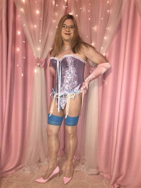 Joanie A Mature TV Wears And Models Her Pink And Blue Corset Photo 6 AShemaletube