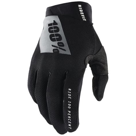 100 Ridefit Black Motocross Gloves