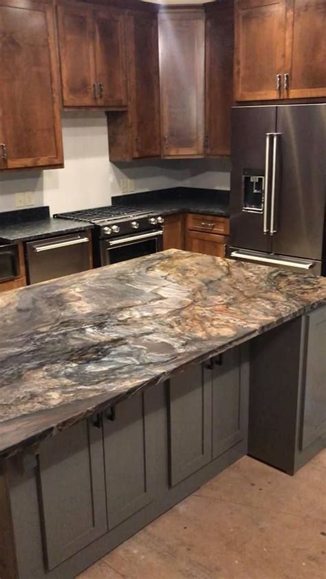 Stunning Blue Fusion Leather Quartzite For The Island And Steel Grey