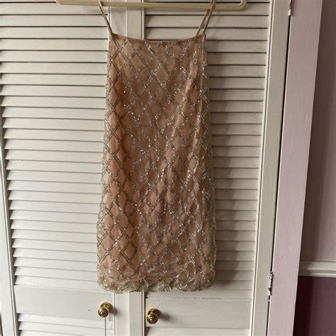 Nude Glitter Sparkle Bodycon Mesh Dress Oh Depop