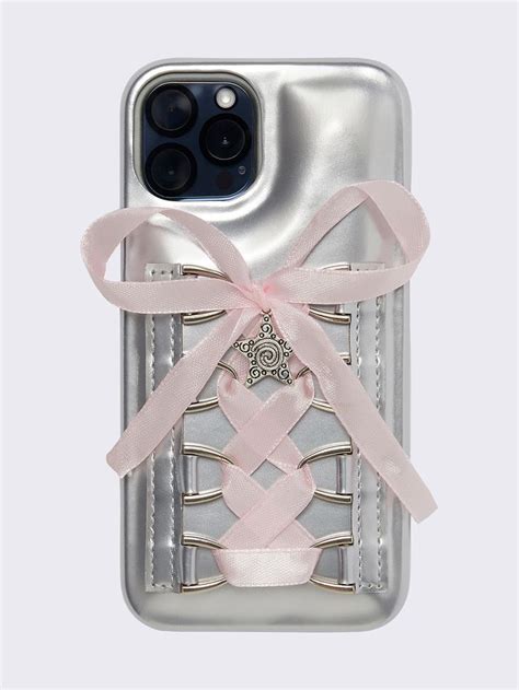 Elevate Your Phone Game With Our Silver Iphone Case Adorned With A Cute