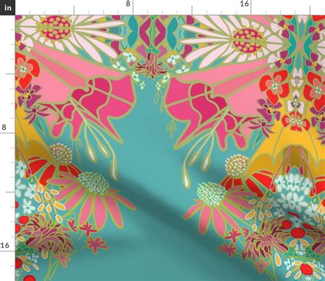 Natalie Floral In Teal Fabric Spoonflower