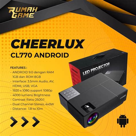 Jual Mini Proyektor Cheerlux CL770 Android 4000 Lumens Projector Full