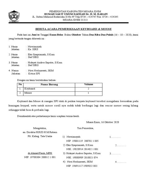 Berita Acara Pemeriksaan Keyboard And Mouse Pdf