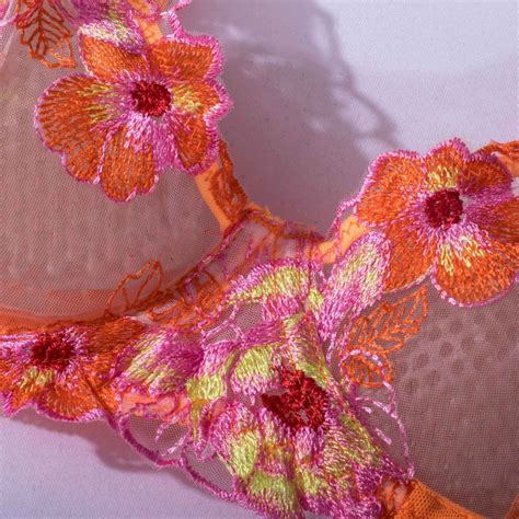 Pieces Set Women Sexy Embroider Sensual Lingerie Underwear Lace Flower Erotic Costumes Bra