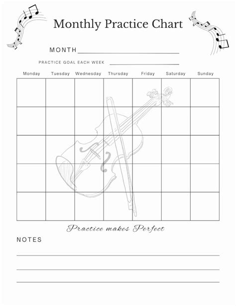 Printable Monthly Music Lesson Violin Practice Chart Etsy