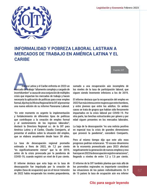 INFORMALIDAD Y POBREZA LABORAL LASTRAN A MERCADOS DE TRABAJO EN AMÉRICA LATINA Y EL CARIBE