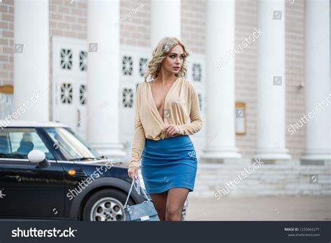 Lovely Sexy Blonde Girl Skirt Posing Stock Photo Shutterstock