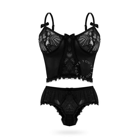 Jual Youve YouHave Lingerie One Set Sexy Lace CropTop Lingerie Set Brukat Tanpa Busa Semi