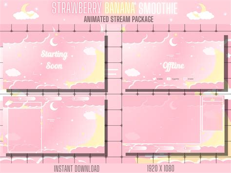 Animated Strawberry Banana Smoothie Stream Package Includes Etsy