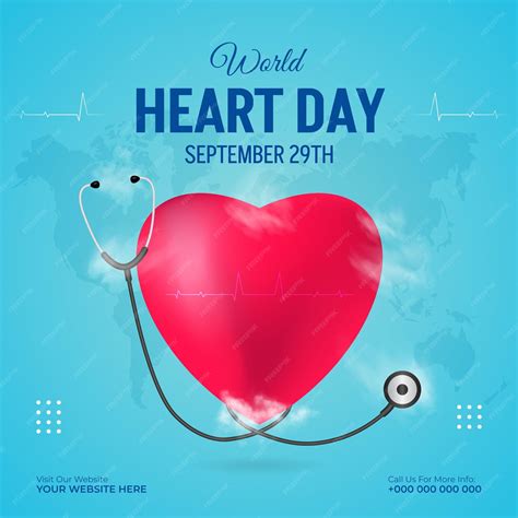 Premium Vector World Heart Day September 29th Banner With Hearth