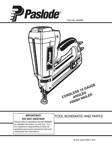 Paslode Angled Finish Nailer Parts Diagram