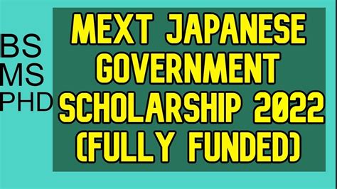 Mext Japanese Government Scholarship Fully Funded Youtube