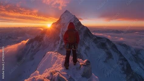 Photorealistic Depiction Of A Climbers First Person View Reaching The