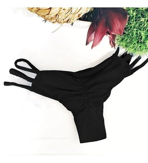 Womens Cheeck Swimsuit Thong Bathing Suit Bikini Bottoms Beachwear Black Cl Kidyqt