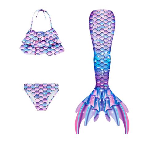 MUXiin Tail Swimsuit For Girls 4 6 Fish Tail Set Sling Bikini Fishscale