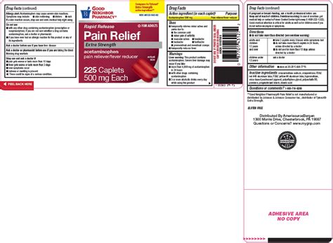 BUY Acetaminophen Good Neighbor Pharmacy Pain Relief 500 Mg 1 From