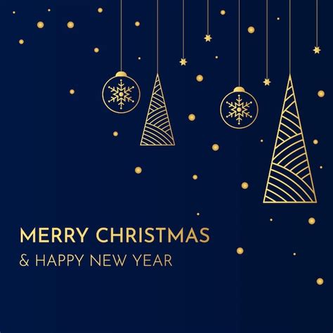 Premium Vector Luxury Gold Merry Christmas New Year Greeting Card On