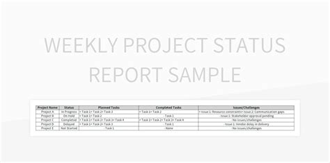 Weekly Project Status Report Sample Excel Template And Google Sheets File For Free Download ...