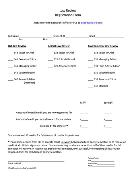 Fillable Online Graduate Lclark Law Review Registration Form Law