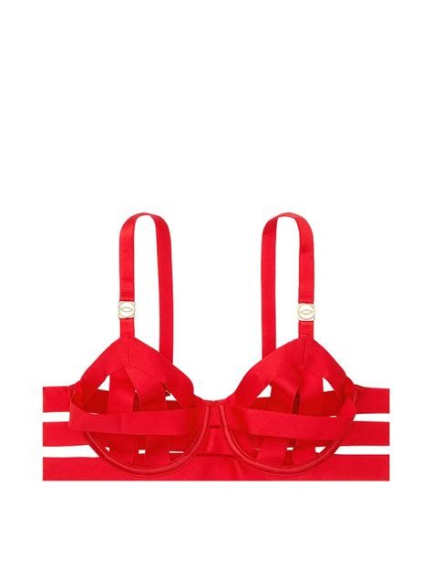 Комплект белья Victorias Secret Very Sexy LUXE LINGERIE Red Unlined Strappy Demi Bra Set купить