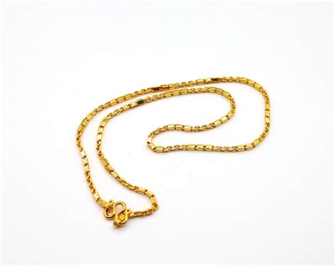 24k Baht Solid Gold Box and Chainlink Necklace. - Etsy