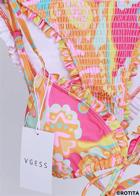 ROTITA Frill Multi Color Paisley Print Bikini Set